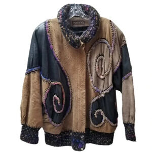 Norma Canada Custom Made Jacket 100% Leather Colourful Yarn  Swirls
